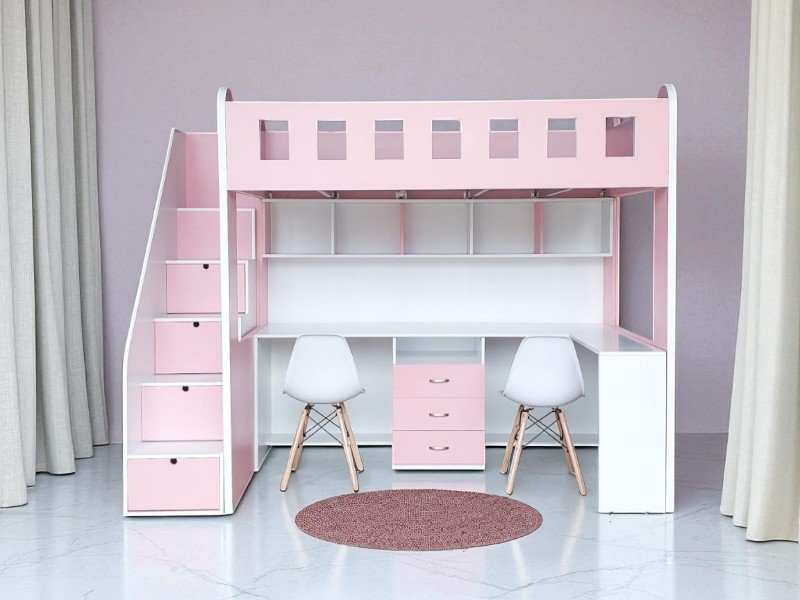 Giường màu hồng cho bé gái