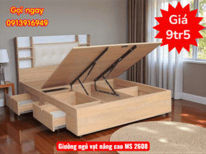 Giường Ngủ Gỗ MDF Vạt Nâng | Mã số 2608 | Giá 9tr5 35 Giường ngủ vạt nâng cao