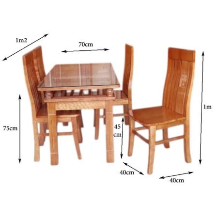 Bộ Bàn Ăn Gỗ Xoan Đào 4 Ghế MS 3249