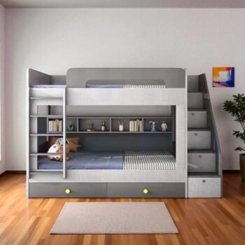 Giường tầng có bàn học và tủ quần áo MS 3428