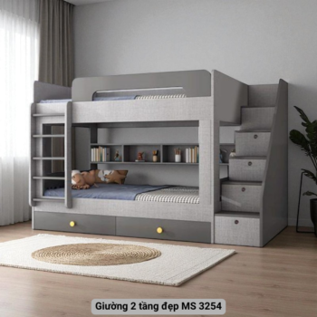 Giường tầng có bàn học và tủ quần áo MS 3428 26 Giường 2 tầng đẹp MS 3254