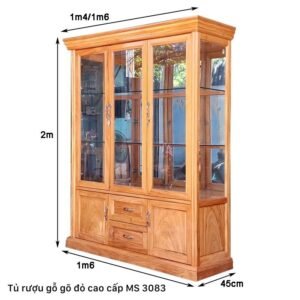 Tủ rượu gỗ gõ đỏ cao cấp MS 3083 7 Tủ rượu gỗ gõ đỏ cao cấp MS 3083