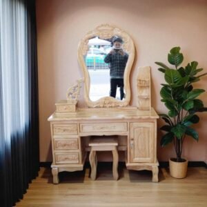 Bàn trang điểm gỗ gõ đỏ MS 3247 8 Mau Ban Trang Diem Go Go Do Tu Nhien 2