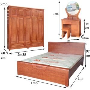 Trọn bộ phòng ngủ gỗ tự nhiên MS 3259 11 Tron bo phong ngu go tu nhien cao cap
