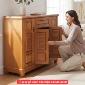 Bàn học gỗ có kệ sách MS 2959 7 Tủ giày gỗ xoan đào hiện đại MS 3258