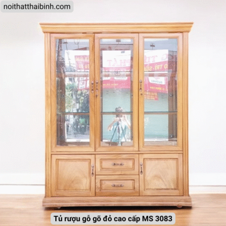 Tủ rượu gỗ gõ đỏ cao cấp MS 3083