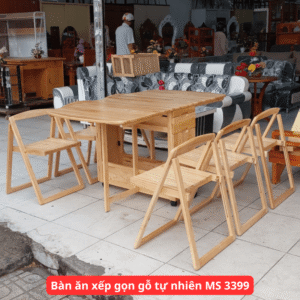 Bàn ăn xếp gọn gỗ tự nhiên MS 3399