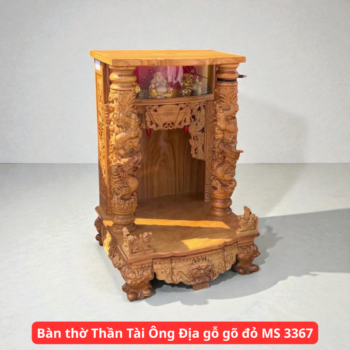 Bàn thờ Thần Tài Ông Địa gỗ gõ đỏ MS 3367