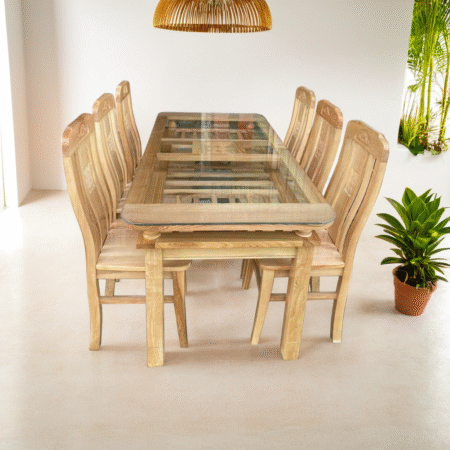 Bộ bàn ăn 6 ghế gỗ tự nhiên MS 3095