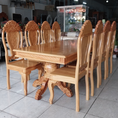 Bộ bàn ăn 8 ghế gỗ gõ đỏ MS 3197
