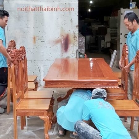 Bộ bàn ăn gõ đỏ 8 ghế MS 9869