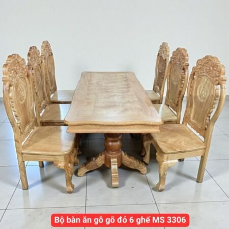 Bộ bàn ăn gỗ mặt đá 6 ghế MS 2822