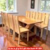 Bộ bàn ăn gỗ gõ đỏ 8 ghế chân thuyền MS 3004