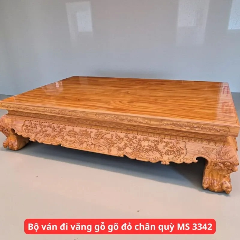 Bộ ván đi văng gỗ gõ đỏ chân quỳ cao cấp MS 3342 1 Bộ ván đi văng gỗ gõ đỏ chân quỳ cao cấp MS 3342