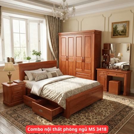 Bộ phòng ngủ gỗ hương xám MS 1944