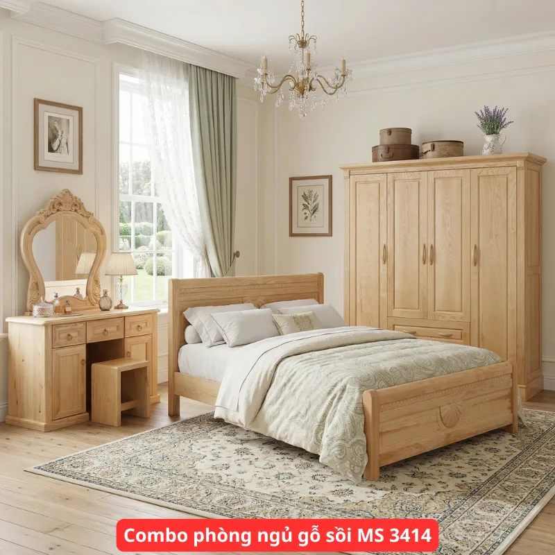 Combo phòng ngủ gỗ sồi MS 3414