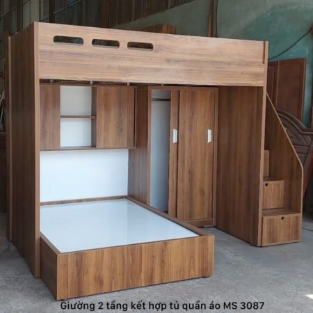 Giường tầng kết hợp tủ quần áo MS 3087