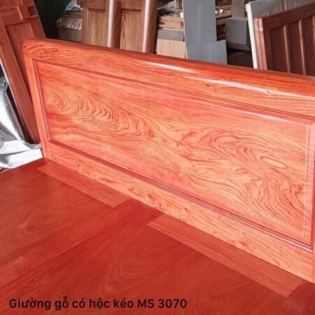 Giường có hộc kéo gỗ tự nhiên vân hương đá MS 3070