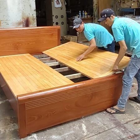 Giường gỗ tự nhiên cao cấp MS 9874