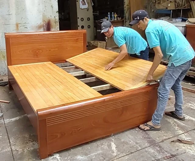 Giường gỗ tự nhiên cao cấp MS 9874