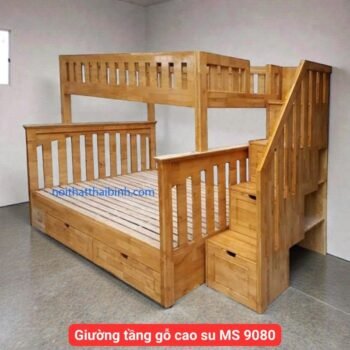 Giường tầng có bàn học và tủ quần áo MS 3428 22 Giường tầng gỗ cao su MS 9080