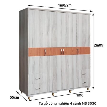 Tủ gỗ công nghiệp 4 cánh MS 3030