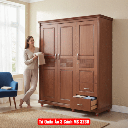 Tủ áo 2 tầng gỗ sồi tự nhiên MS 2851