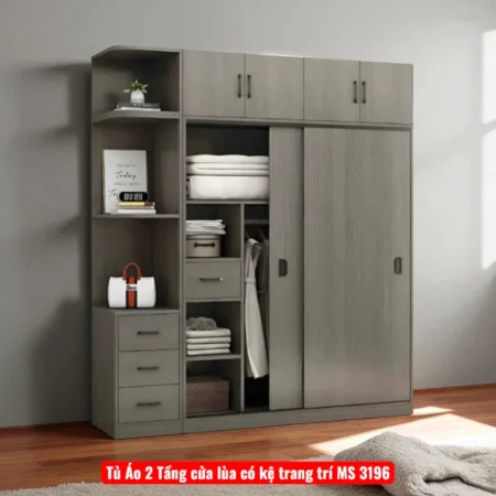 Tủ áo 2 tầng gỗ sồi tự nhiên MS 2851