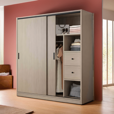 Tủ áo 2 tầng gỗ sồi tự nhiên MS 2851