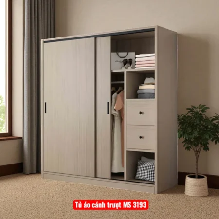 Tủ áo 2 tầng gỗ sồi tự nhiên MS 2851