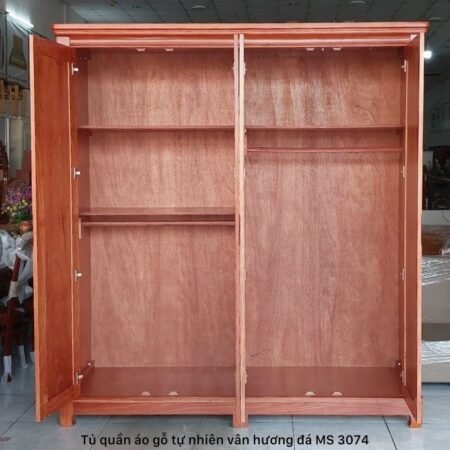 Tủ gỗ đựng quần áo gỗ tự nhiên vân hương đá MS 3074