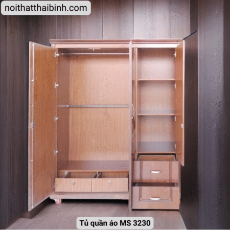 Tủ áo 2 tầng gỗ sồi tự nhiên MS 2851