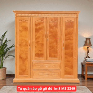 Tủ quần áo gỗ gõ đỏ 1m8 MS 3349