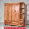 Tủ quần áo gỗ gõ đỏ có kệ trang trí MS 3303