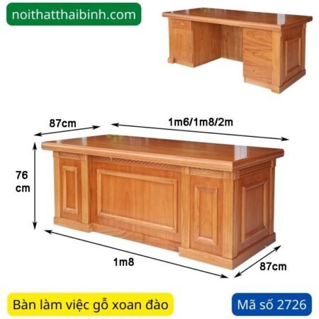 Bàn làm việc gỗ xoan đào MS 2726