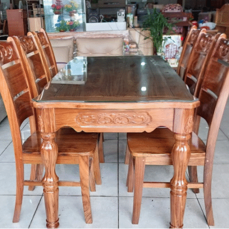 Bộ bàn ghế ăn gỗ hương xám tự nhiên MS 3205