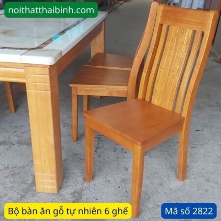Bộ bàn ăn gỗ mặt đá 6 ghế MS 2822