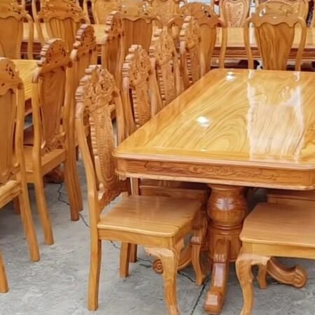 Bộ bàn ăn gỗ gõ đỏ 8 ghế MS 2698