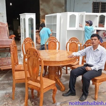 Bộ bàn ăn gỗ gõ đỏ tự nhiên MS 9685