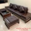 Bộ sofa gỗ sồi sơn màu gỗ óc chó 3 món MS 2366