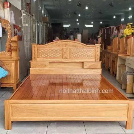 Giường ngủ gỗ gõ đỏ đẹp MS 1192