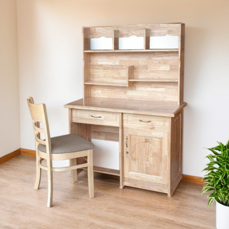 Bàn học cho bé gỗ tự nhiên có kệ MS 2959 | GIAO HỎA TỐC TPHCM