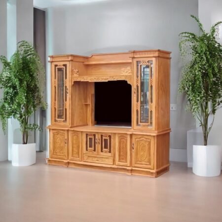 Kệ tivi gỗ gõ đỏ kết hợp tủ rượu MS 2737