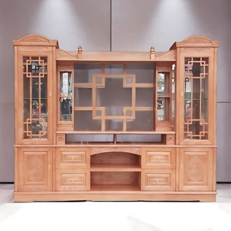 Kệ tivi gỗ kết hợp tủ trang trí MS 2747