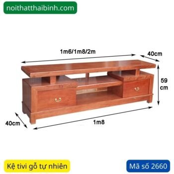 Kệ tivi gỗ tự nhiên vân hương đá MS 2660