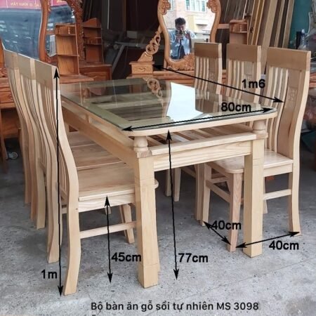 Bộ bàn ăn gỗ sồi tự nhiên MS 3098