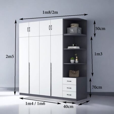 Tủ áo 2 tầng gỗ sồi tự nhiên MS 2851