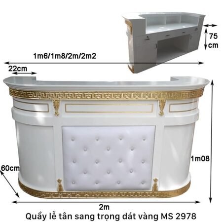 Quầy lễ tân sang trọng dát vàng MS 2978