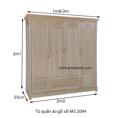 Tủ quần áo gỗ sồi 4 cánh 2094