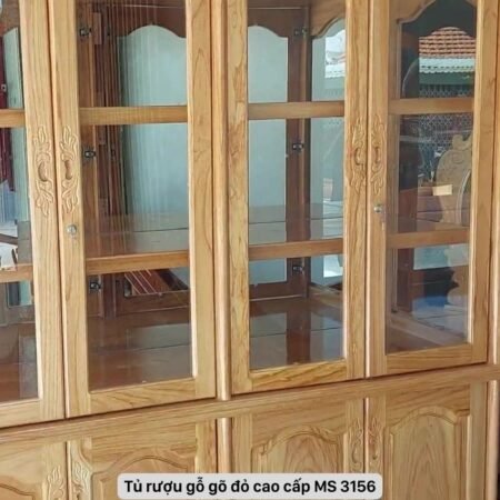 Tủ rượu đẹp bằng gỗ gõ đỏ MS 3156